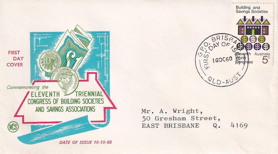 1968 Australian First Day Cover - Building Society Congress - Loose Change Coins