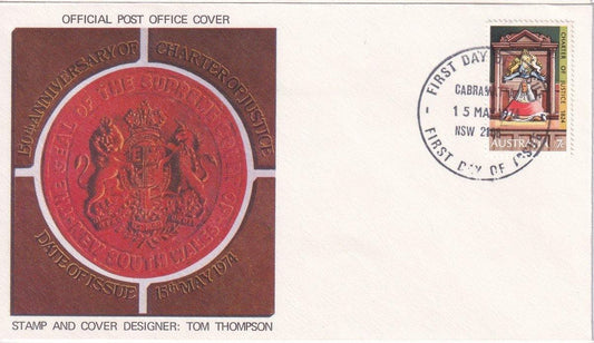 1974 Australian First Day Cover - 150th Anniversary Charter of Justice - Cover #2 - Loose Change Coins