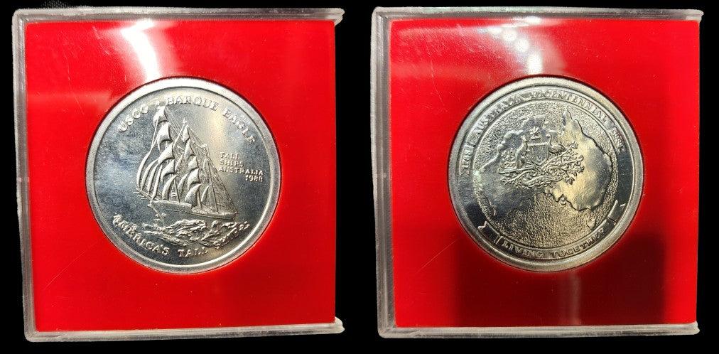 1988 Australian Bicentennial Commemorative Medal - USCG Barque Eagle - Loose Change Coins