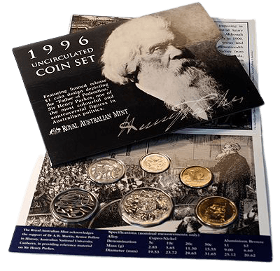 1996 Royal Australian Mint Six Coin Uncirculated Set - Sir Henry Parkes - Loose Change Coins