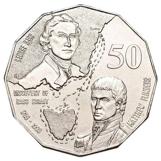 1998 Australian 50c Coin - Bass & Flinders - Uncirculated - Loose Change Coins