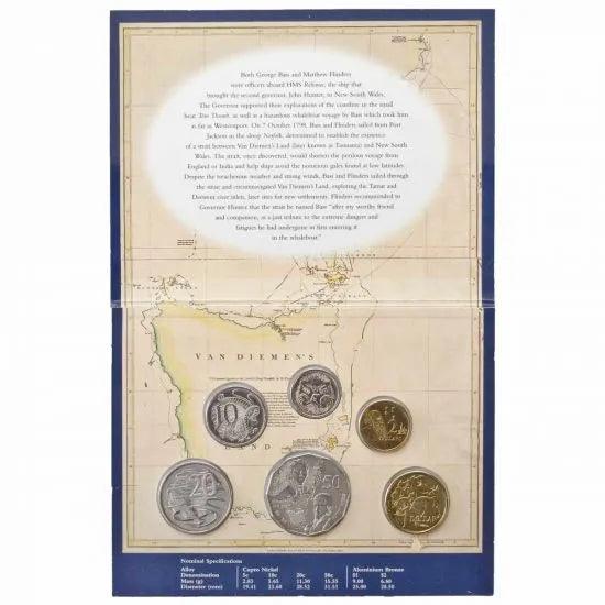1998 Royal Australian Mint Uncirculated 6 Coin Set - Bicentenary of the discovery of Bass Strait by Bass & Flinders - Loose Change Coins