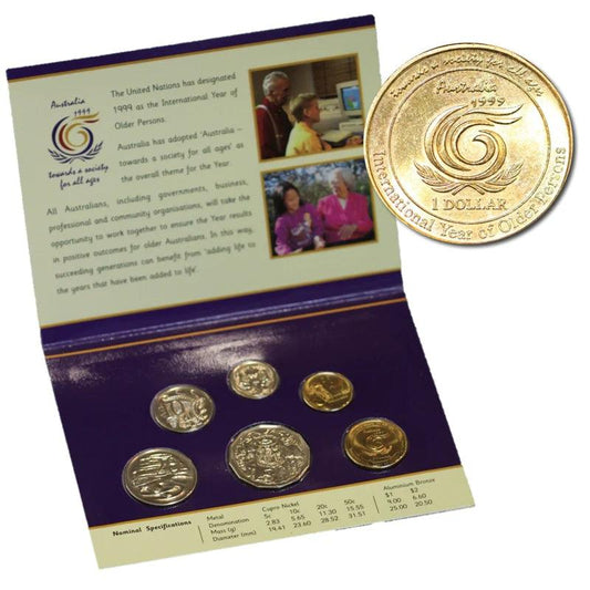 1999 Royal Australian Mint Uncirculated 6 Coin Set - International Year of Older Persons - Loose Change Coins