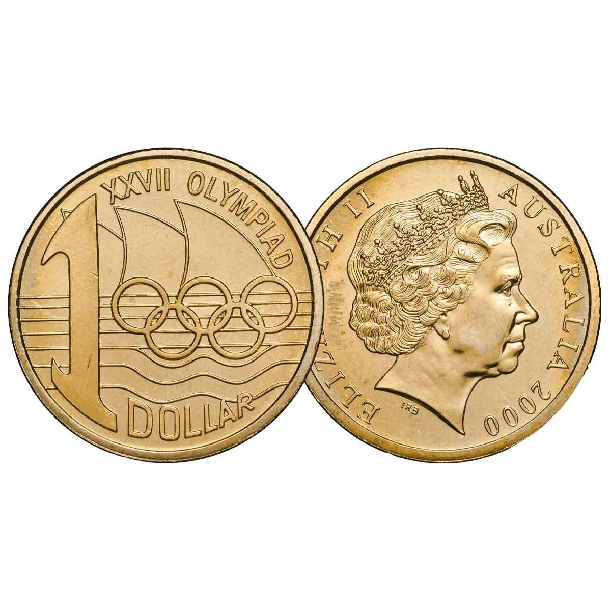 2000 Australian One Dollar Coin - OLYMPHILEX Edge Lettered Coin - Sydney and Canberra Varieties Available - Loose Change Coins