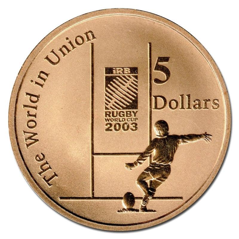 2003 Australian $5 Coin - Rugby World Cup - 45,000 Mintage - Loose Change Coins