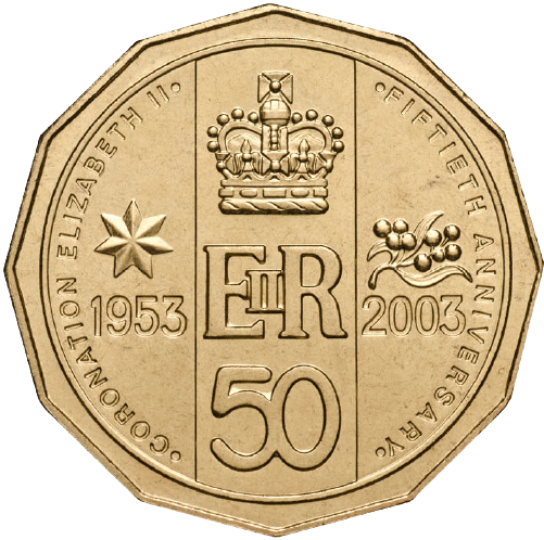 2003 PNC - QEII 50th anniversary of the Coronation - Golden Jubilee - First Bronze 50c Coin! - Loose Change Coins