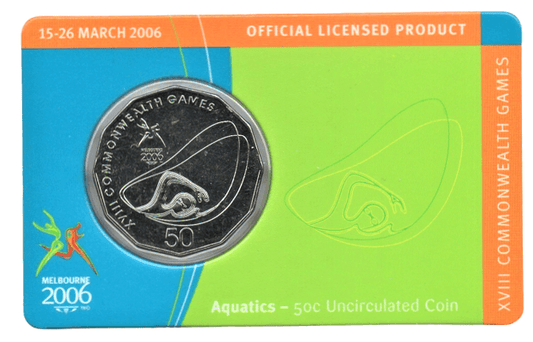 2006 Australian Fifty Cent Coin - XVIII Commonwealth Games - Aquatics - Loose Change Coins