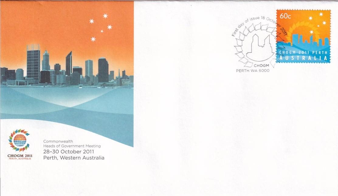 2011 Australian First Day Cover - CHOGM - Perth - 60c CHOGM FDC - Loose Change Coins