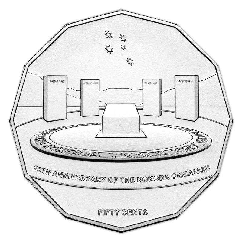 2012 Australian Fifty Cent Coin - 70th Anniversary of the Kokoda Trail - Carded and Uncirculated - Loose Change Coins