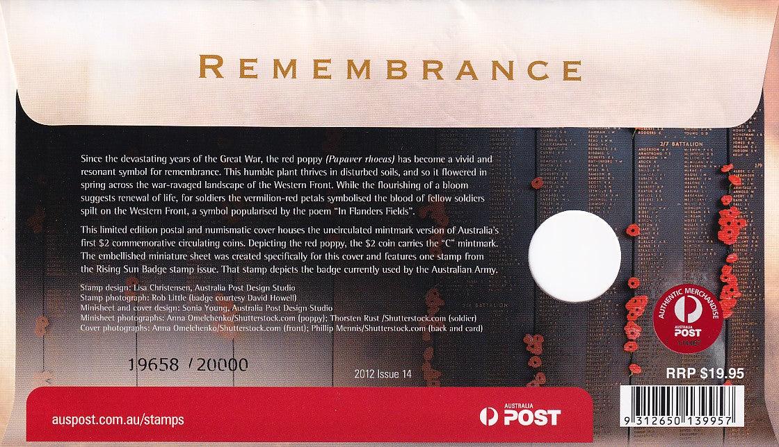 2012 PNC **COVER ONLY** - Remembrance - Loose Change Coins