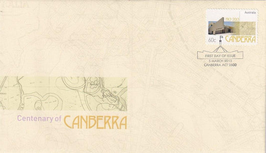 2013 Australian First Day Cover - Centenary of Canberra - 60c S/A FDC - Loose Change Coins