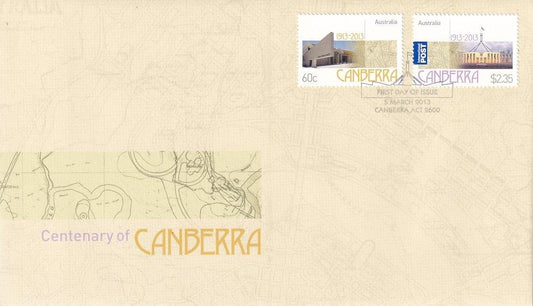 2013 Australian First Day Cover - Centenary of Canberra - Gummed FDC (2) - Loose Change Coins