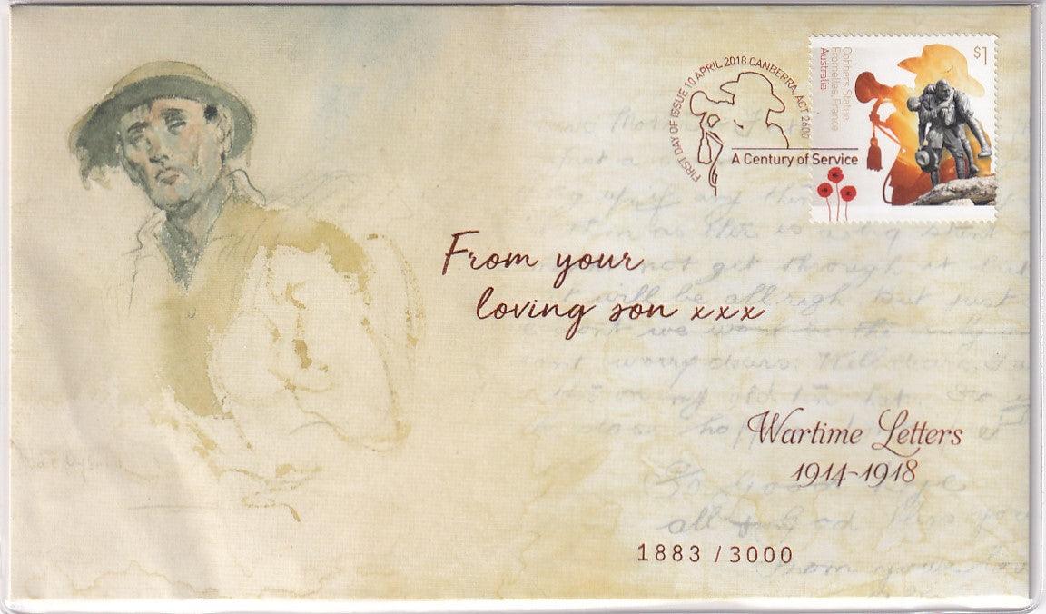 2018 Prestige FDC - "From your loving son" Wartime Letters 1914 to 1918 - Loose Change Coins