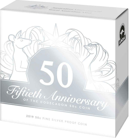 2019 50th Anniversary of the 50 Cent Coin - Silver Proof 50c Coin - Loose Change Coins