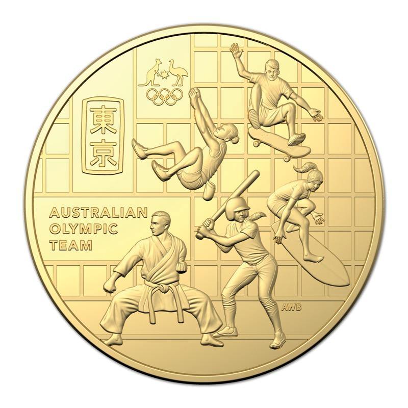 2020 Australian Fifty Cent Coin - Olympic Team - Gold Plated Round 50c Coin - Loose Change Coins