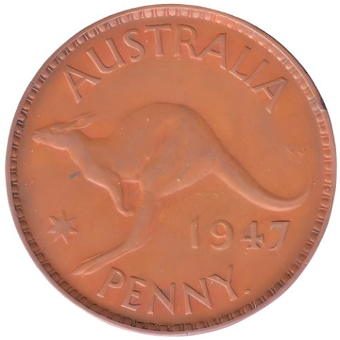 1947 Y. Australian Penny - Very Good- Perth Mint - considered a slightly harder date - Loose Change Coins