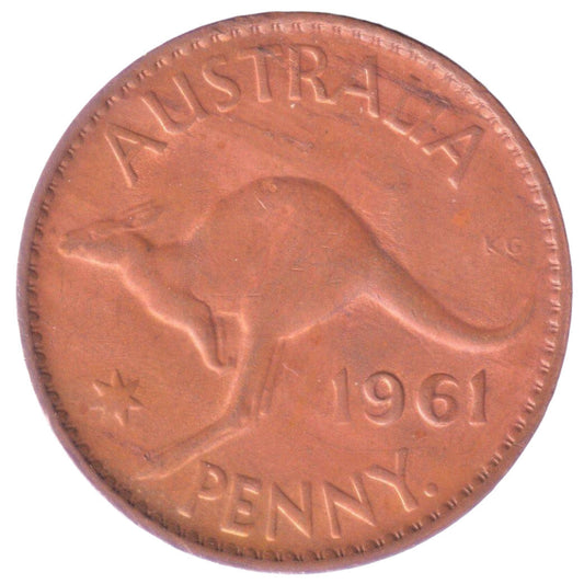 1961 Australian Penny - Extremely Fine/About Uncirculated - relatively common for period - Loose Change Coins