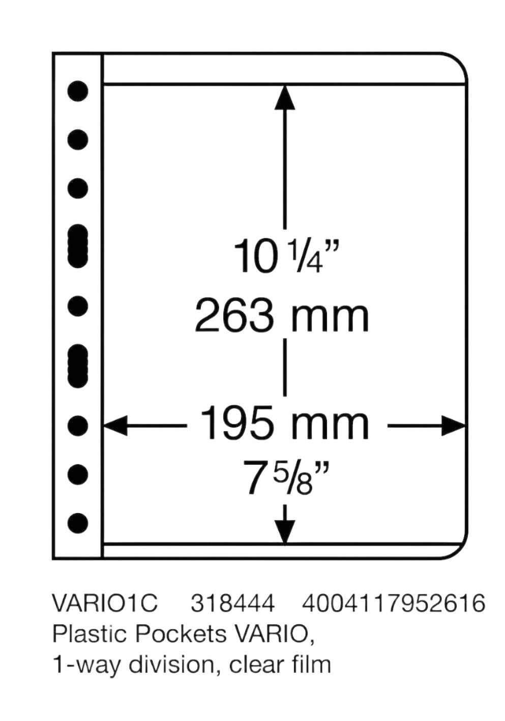 Lighthouse VARIO 1C Banknote & Stamp Stock Sheet - Plastic Pockets - 1-way division, clear film - Loose Change Coins