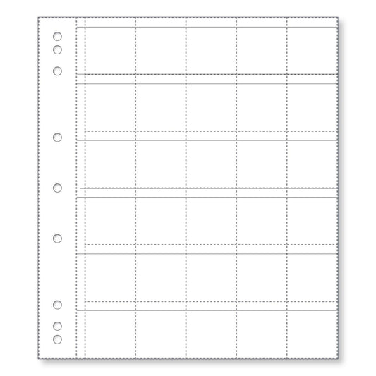 Renniks Coin Album Plastic Refill Pages, 30 Pockets, Pack 10 - Loose Change Coins