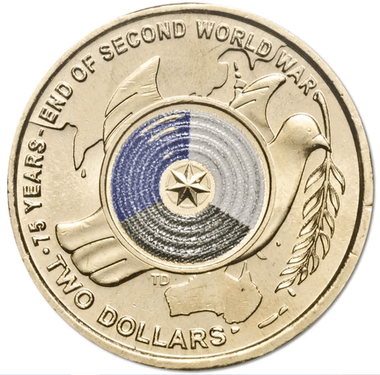 2020 Australian $2 Coin - 75th Anniversary of the End of World War II - UNCIRCULATED from Security Bag - only 700,000 Minted - Loose Change Coins
