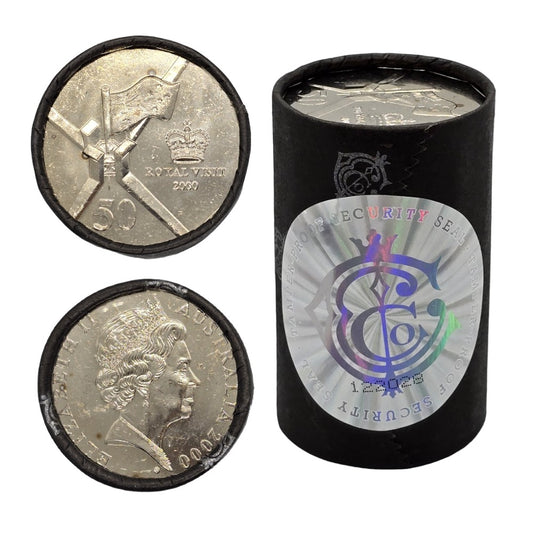 2000 50 Cent Coin Roll - Royal Visit - Cotton and Co Roll