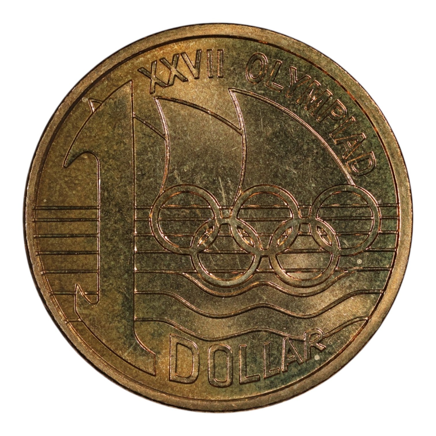 2000 $1 Coin - OLYMPHILEX Edge Lettered Coin - Sydney and Canberra