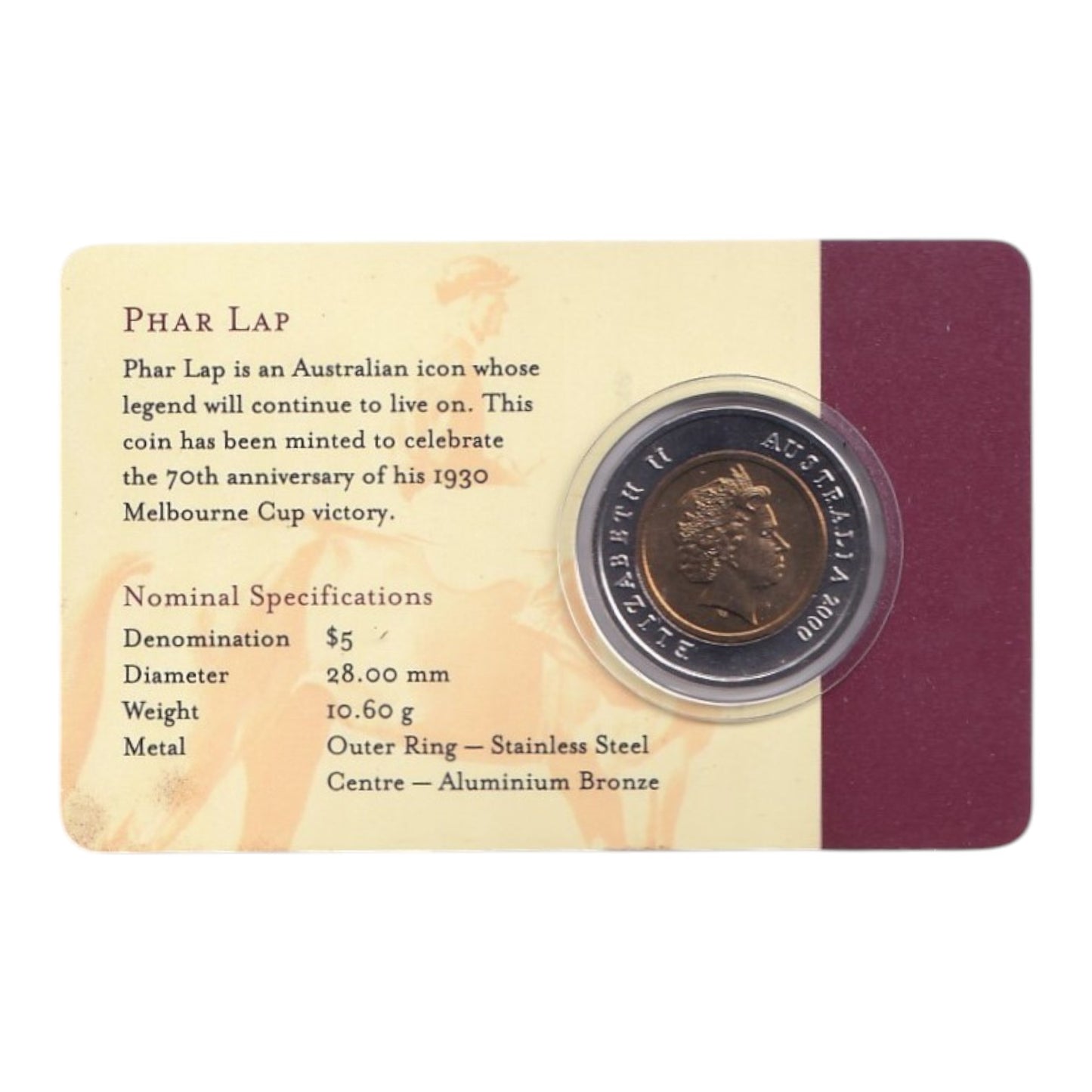 2000 $5 Coin - Phar Lap - Winning of the 1930 Melbourne Cup