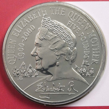 2000 Queen Mother 100th Birthday - £5 Crown Brilliant Uncirculated Coin In Folder