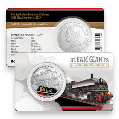 2025 50c Coloured Uncirculated Seven-Coin Collection - Steam Giants