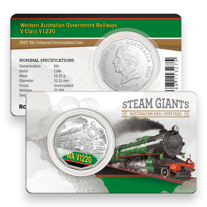 2025 50c Coloured Uncirculated Seven-Coin Collection - Steam Giants