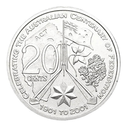 2001 20c Coin - Centenary of Federation - Australian Capital Territory - Uncirculated