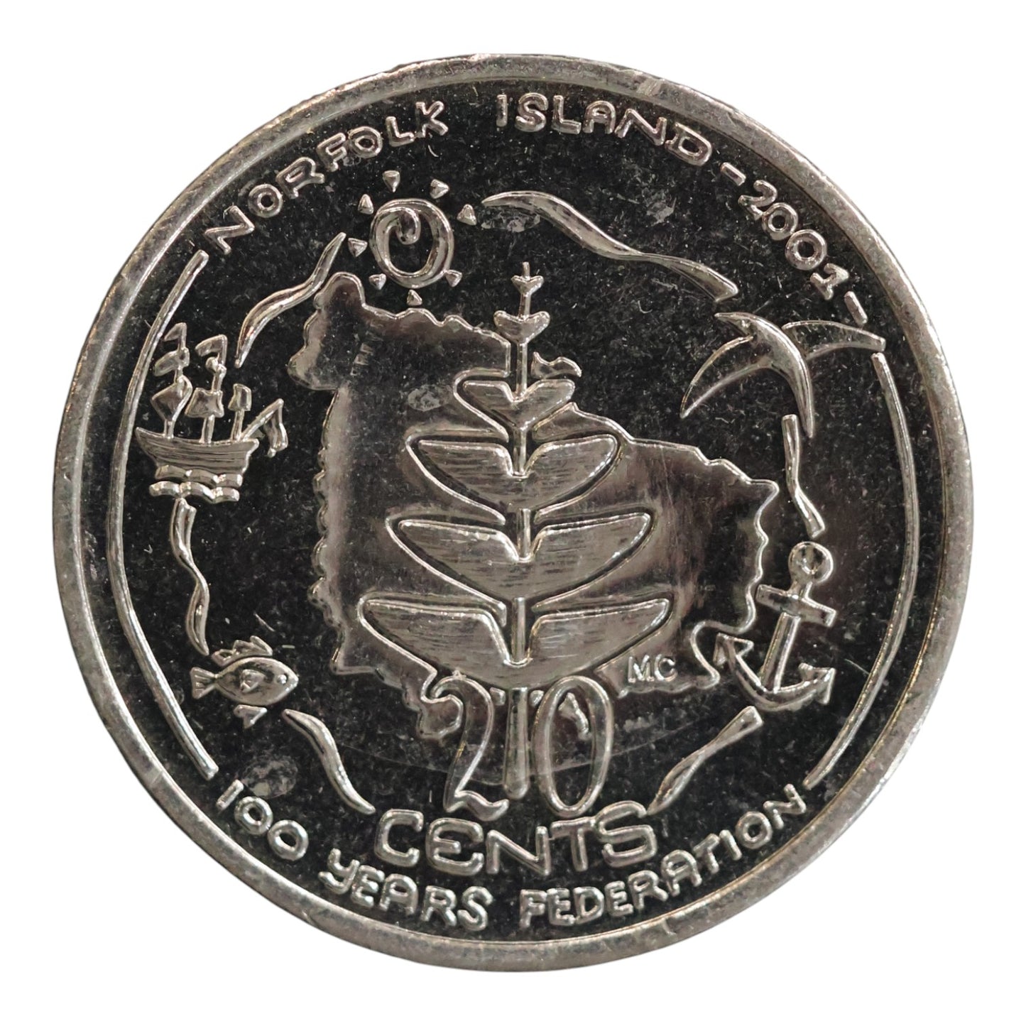2001 20c Coin - Centenary of Federation - Norfolk Island - Uncirculated