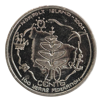 2001 20c Coin - Centenary of Federation - Norfolk Island - Uncirculated