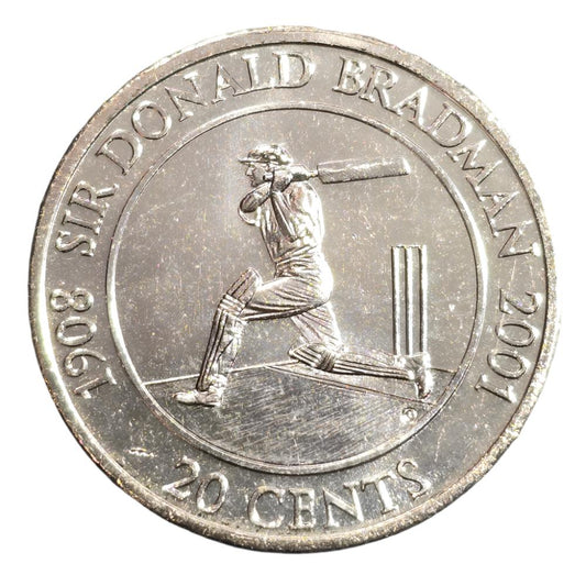 2001 20c Coin - Sir Donald Bradman - Uncirculated