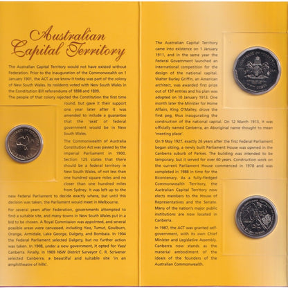 2001 Centenary of Federation State Uncirculated Coin Set - Australian Capital Territory