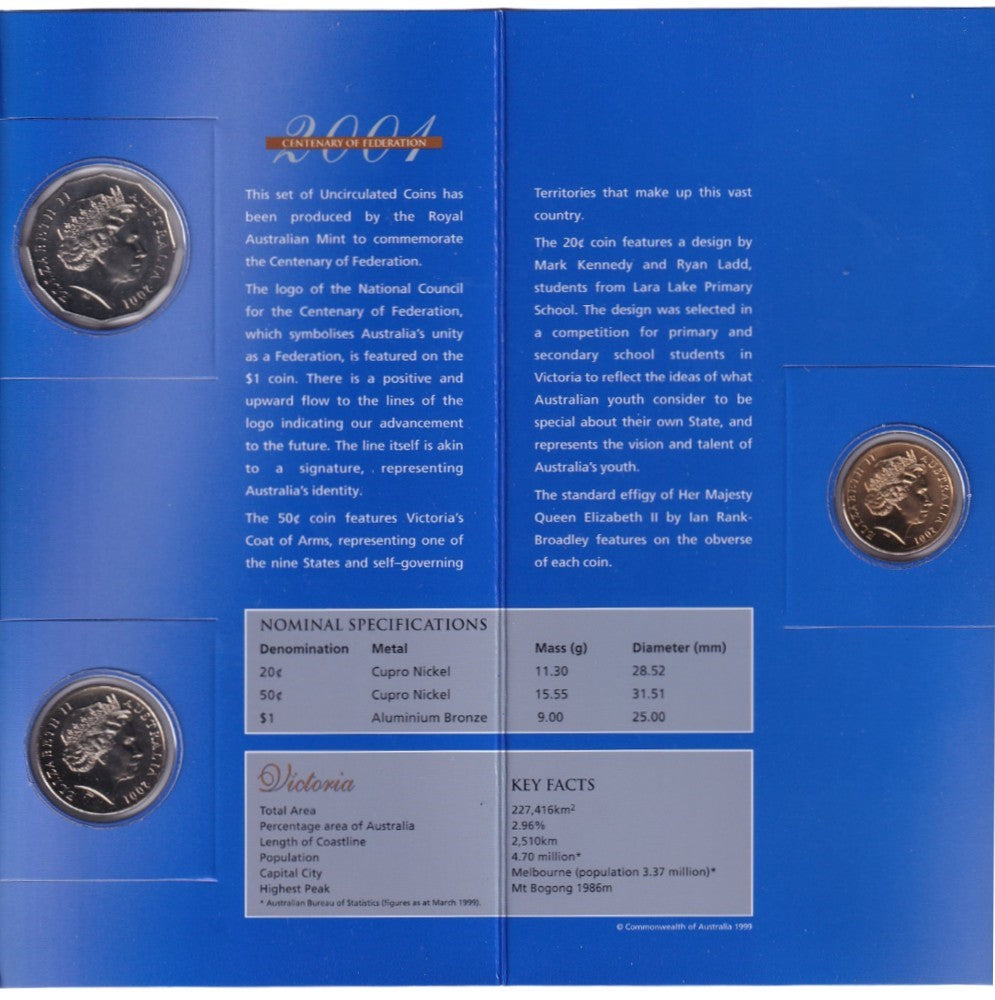 2001 Centenary of Federation State Uncirculated Coin Set - Victoria