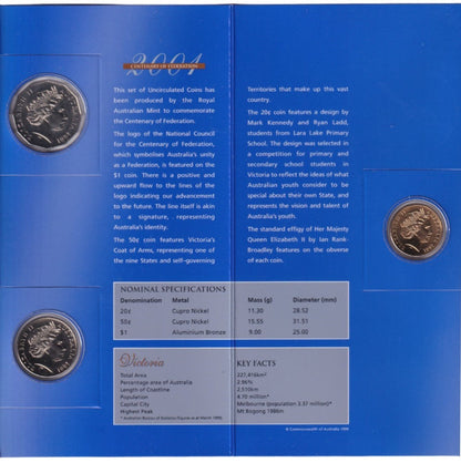 2001 Centenary of Federation State Uncirculated Coin Set - Victoria