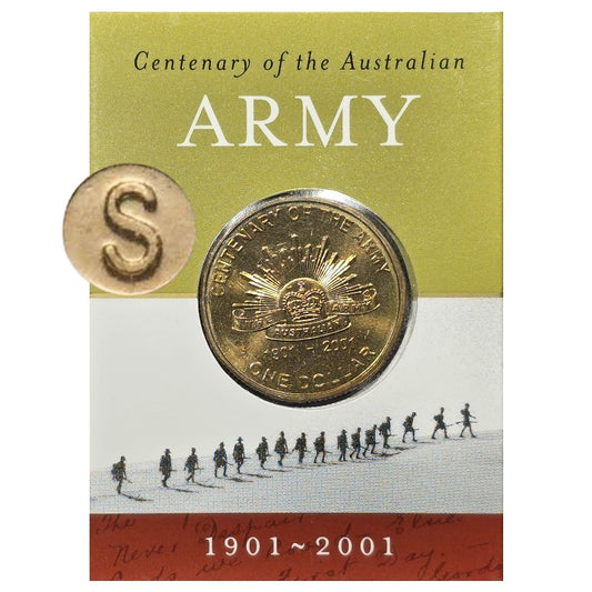 2001 $1 Coin - Centenary of Army 'S' Mintmark