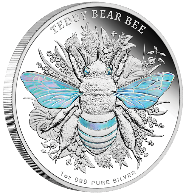 2026 Australian Native Bees - Teddy Bear Bee 1oz Silver Proof Hologram Coin