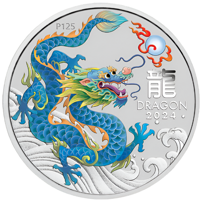 2024 Perth ANDA Money Expo - Perth Mint Australian Lunar Series III 1oz Coloured Dragon (Teal)