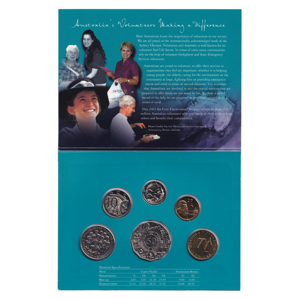 2003 Royal Australian Mint Uncirculated Coin Set - International Year of the Volunteer