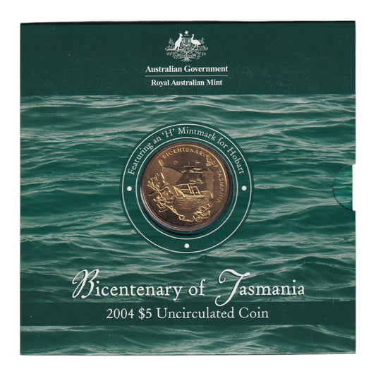2004 $5 Coin - Bicentenary of Tasmania - 'H' Mintmark