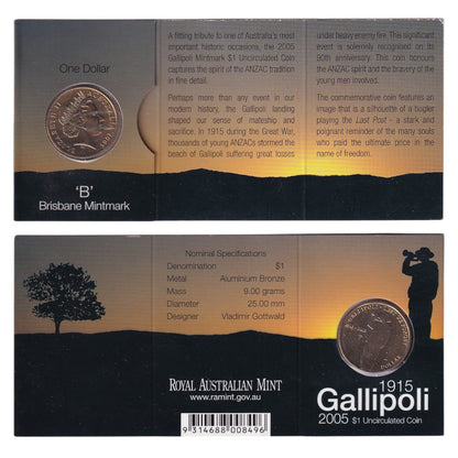 2005 $1 Coin - 90th Anniversary Gallipoli Landing 1915-2005