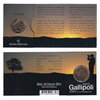 2005 $1 Coin - 90th Anniversary Gallipoli Landing 1915-2005