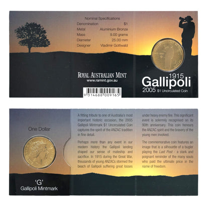 2005 $1 Coin - 90th Anniversary Gallipoli Landing 1915-2005