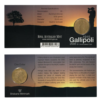 2005 $1 Coin - 90th Anniversary Gallipoli Landing 1915-2005