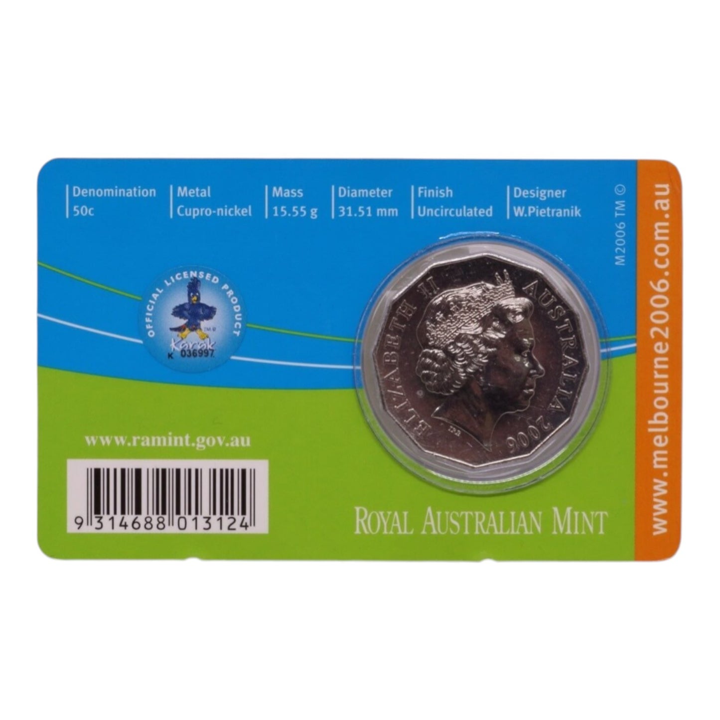 2006 50c Coin - XVIII Commonwealth Games - Basketball