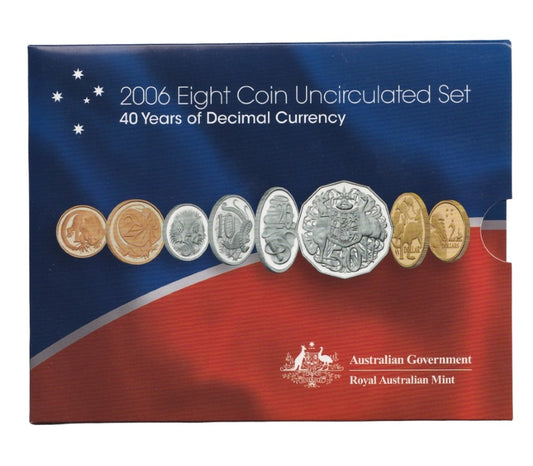 2006 Royal Australian Mint Uncirculated 8 Coin Set - 40 Years of Decimal Currency