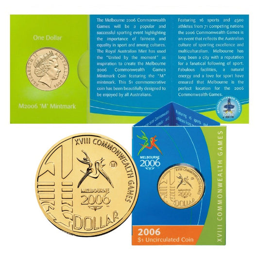 2006 $1 Coin - Melbourne Commonwealth Games - 'M' Melbourne Mintmark