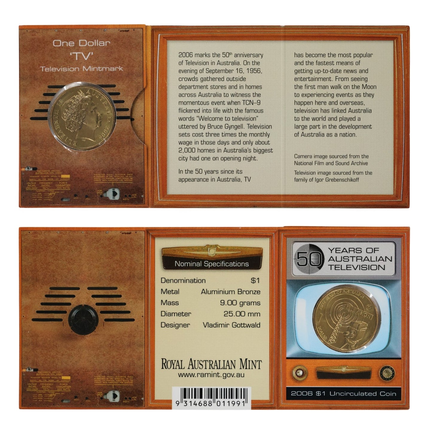 2006 $1 Coin - 50 Years of Television
